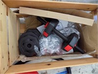 box of dumbell weights