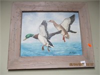 Signed Oil on Board Duck Pic-S M Fleck