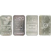 Lot of (4) Random Type 1 oz Silver Bars