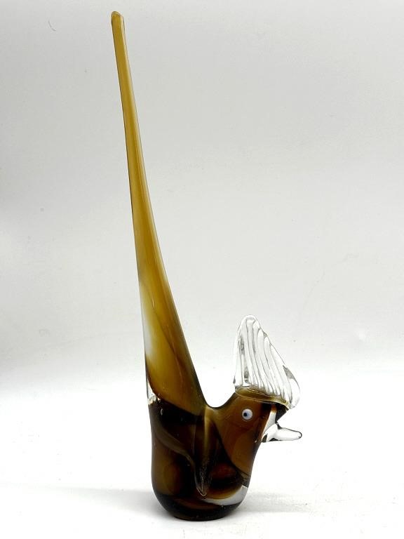 Art Glass Bird 10.5" Tall