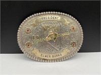 STERLING SILVER 1977 PRESIDENT RODEO BELT BUCKLE