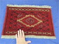 small mid-east wool rug & hanger- 16in x 23in