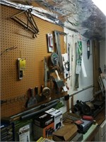 RIGHT SIDE OF PEG BOARD: PUTTY KNIVES, SQUARES,