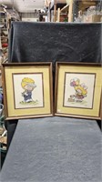 2 Handmade Little Boy & Girl Picture