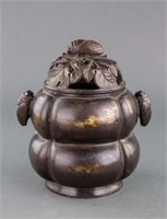 Chinese Bronze Cicada Censer with Zhen Wan Mark