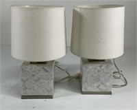 Set of 2 matching marble cube lamps