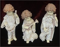 3 Figurines-Drummer, Lutist & Shepherd Boy