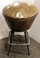 Vtg Pleather Bar Stool, 26" x 14" x 14