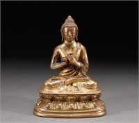 Bronze gold Buddha statue of Qing Dynasty