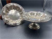 PAIR STERLING CHARLES W CRANKSHAW ORNATE COMPOTES