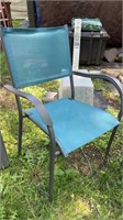 Teal Patio Chair Metal w Poly Canvas