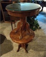 Pair of round oak end tables