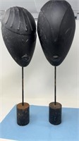 Metal Male & Female Masks, very heavy bottom