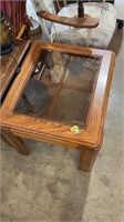 Glass top end table, 26”x24”x22”