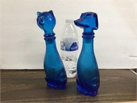 Empoli Blue Cat & Dog Decanter Bottles