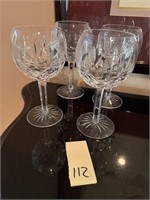 4 Waterford Crystal Lismore Balloon Wine Glasses
