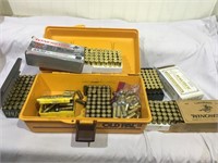 Tackle box full of .44-40 Winchester ammunition.