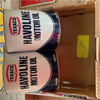 Vintage Havoline Texaco gallon oil cans full