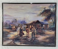 Framed print of horses and cowboys
