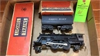Lionel 1110 locomotive and scout car with boxes