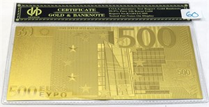500 Euro 24KT Gold Banknote