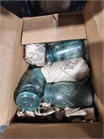 Box of blue jars