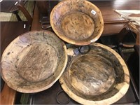 3 TIMBER & IRON BUCKLE BOWLS