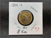 1886-S $5 GOLD HALF EAGLE
