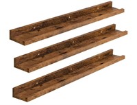 3 FLOATING WALL SHELVES 36 INCH - WALNUT BROWN
