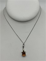 Crown Trifari Orange Rhinestone Necklace