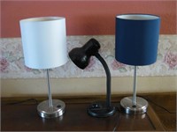 Three Working Desk Or Table Lamps 19" Tallest