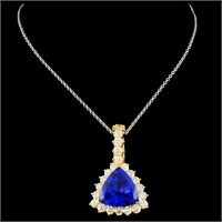 6.84ct Tanzanite & 1.96ctw Diam Pendant in 18K Gol