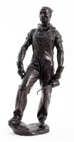 Max Kalish Worker Patinated Bronze Sculpture