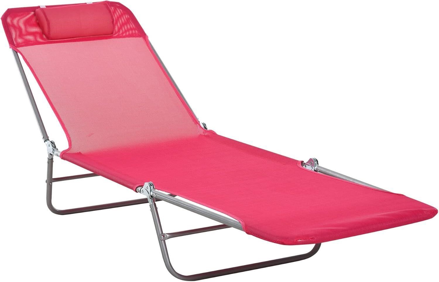 Outsunny Folding Chaise Lounge Chair  Pool Sun Tan