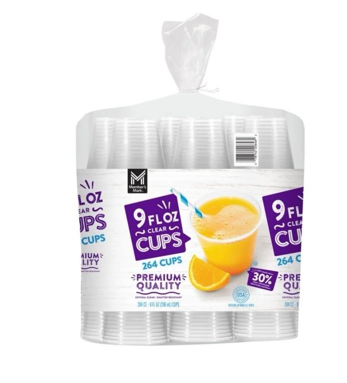 Clear Plastic Cups 9oz, 264ct.