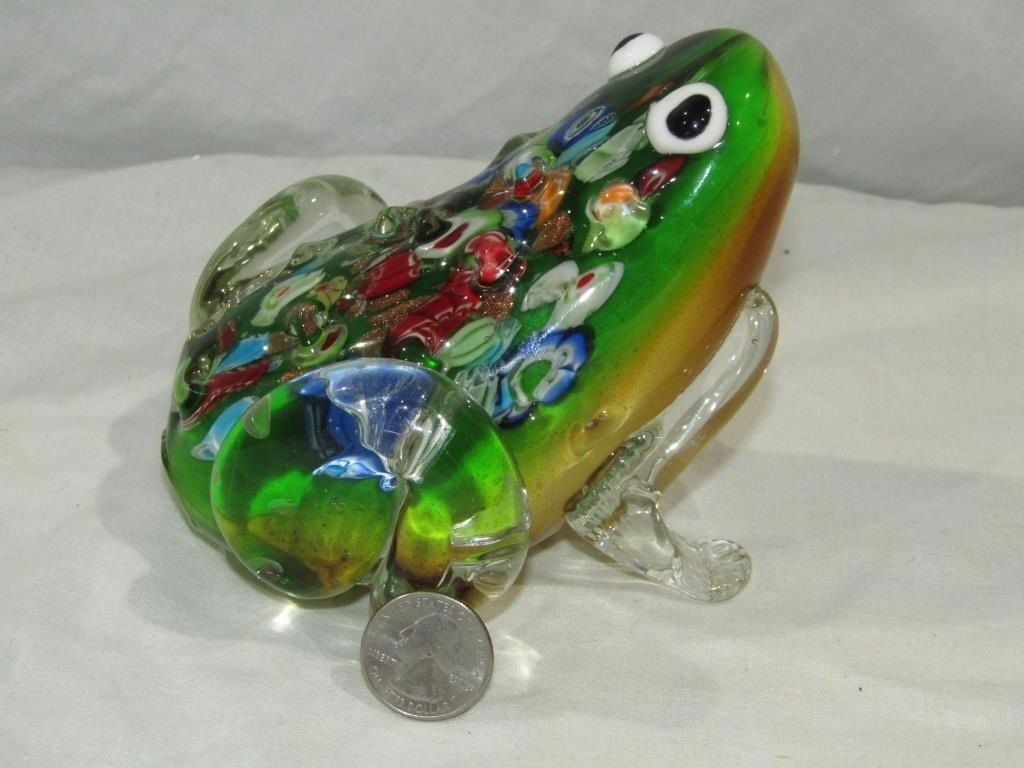Blown Glass Frog Paperweight