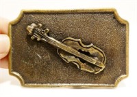 Vintage Brass Fiddle Bluegrass Belt Buckle