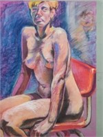 Pastel on Paper Seated Nude