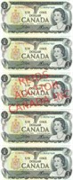 TEN CONSECUTIVE CANADIAN 1973 DOLLAR BILLS