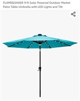 NEW 9' Solar Patio Umbrella w/ Tilt, Aqua Blue