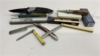 (5) folding knives: Schrade, Echo, Master, Tarpon