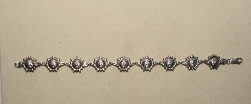 Sterling Sixtar Double Sided Sun Face Bracelet