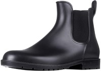 WF3273  Litfun Women's Short Rain Boots, Black, 8.