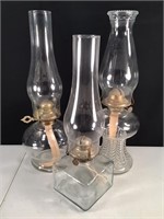 (3) large Oil Lamps