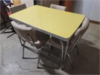 5 Piece - Retro Yellow Cafe Table Set W/Leaf