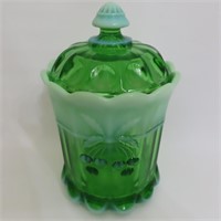 Green Opalescent Cookie Jar, WE THINK NOT OLD