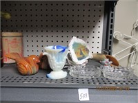 Misc. Lot-Marble Bird Candleholders, Slag Glass