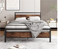 Metal Bed Frame Full Size with Wood