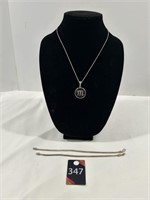 Sterling Silver Necklace & (2) Bracelets