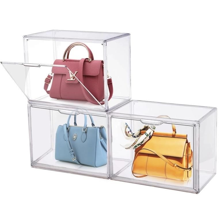 Set of 3 Transparent Plastic Handbag Organizers, A